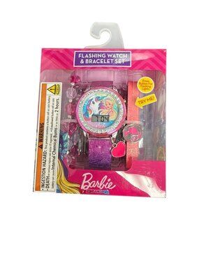 Barbie Dreamtopia Flashing Watch & Bracelet Set - Unicorn & Princess Design - Tr